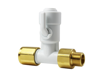 Acetal Angle Stop Valve with Brass Connections