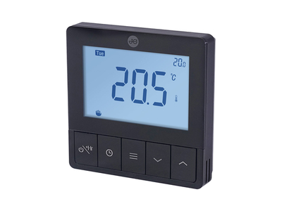 JG Underfloor Controls Battery Controlled RF Programmable Room Thermostat - Black