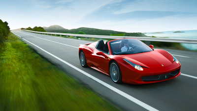 A Ferrari on the road.