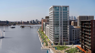 The Royal Wharf development on the river Thames in London.