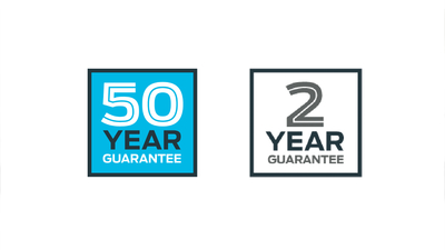 John Guest two year and fifty year guarantee logos